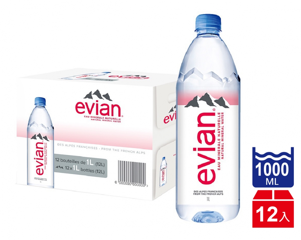 Evian依雲 天然礦泉水(1000mlx12入)