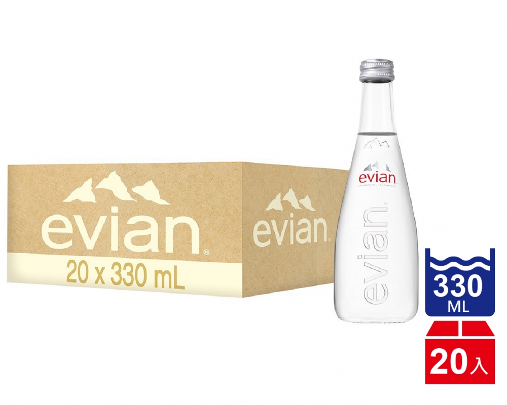 Evian依雲 天然礦泉水 玻璃瓶(330mlx20入)