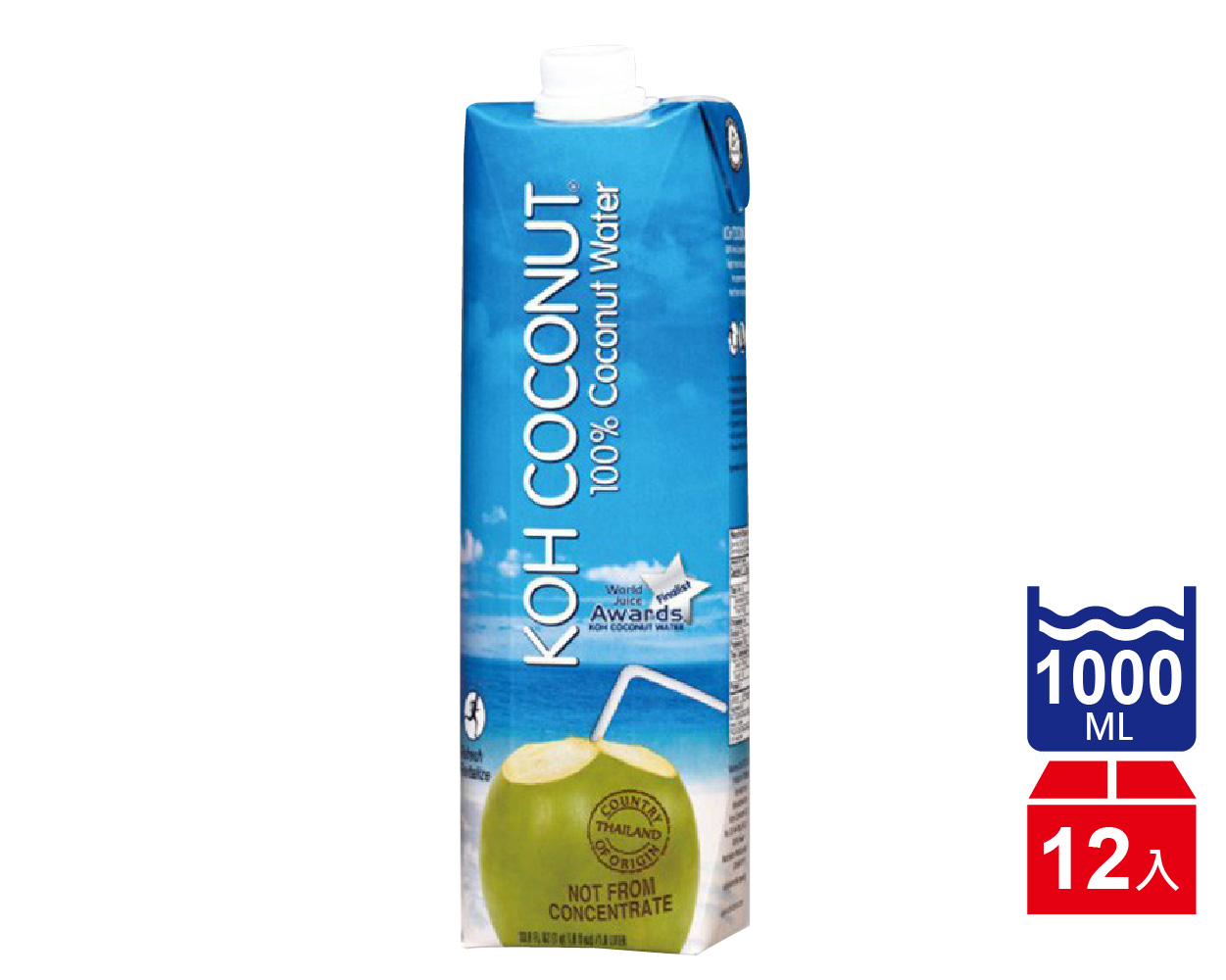 【KOH】酷椰嶼 100%純天然椰子汁(1000mlx12瓶)