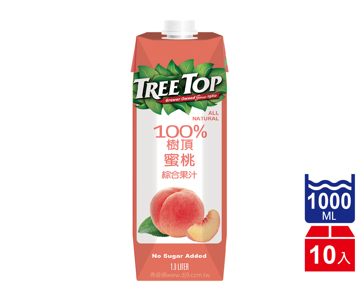 【TreeTop】樹頂 100%蜜桃綜合果汁(1000mlx10瓶)