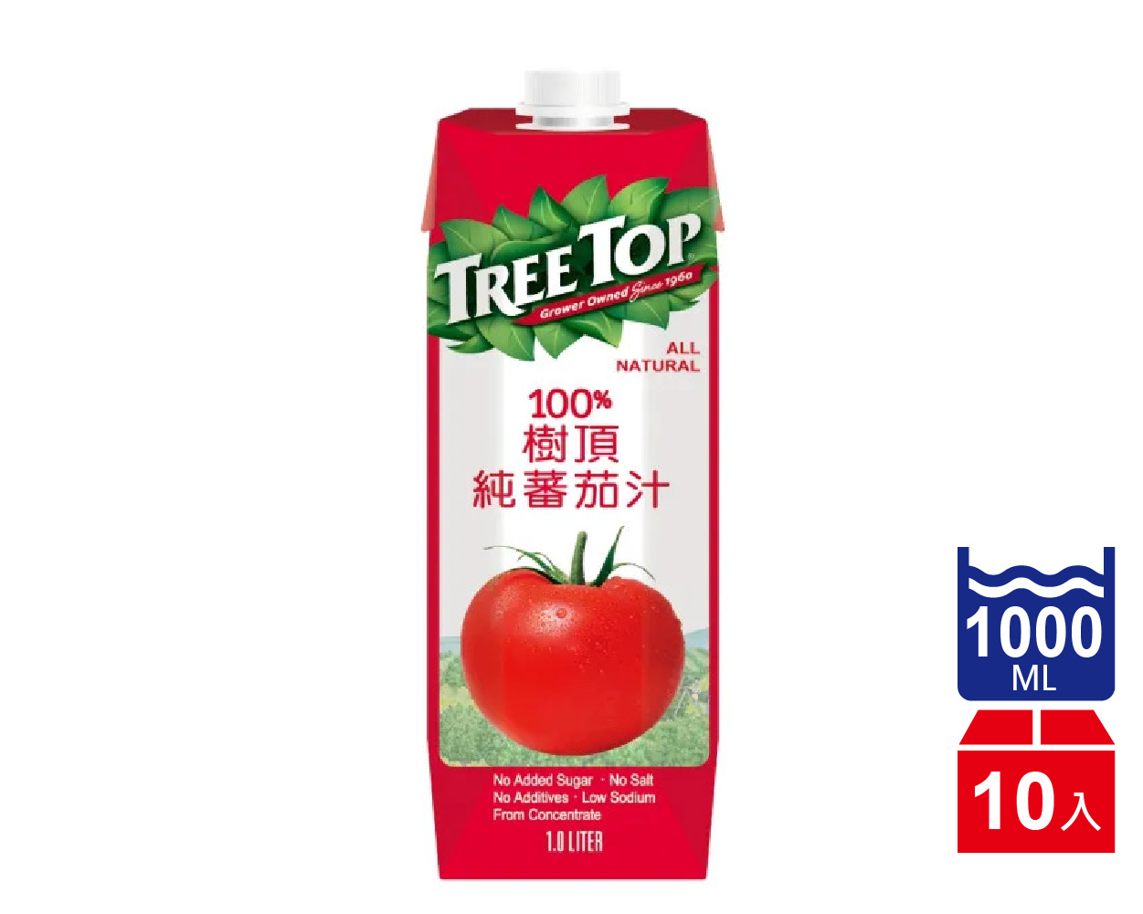 【TreeTop】樹頂 100%純蕃茄汁(1000mlx10瓶)